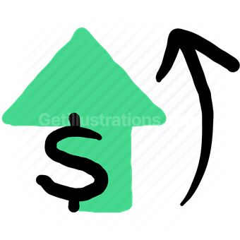 dollar, money, increase, arrow, up, investment, savings